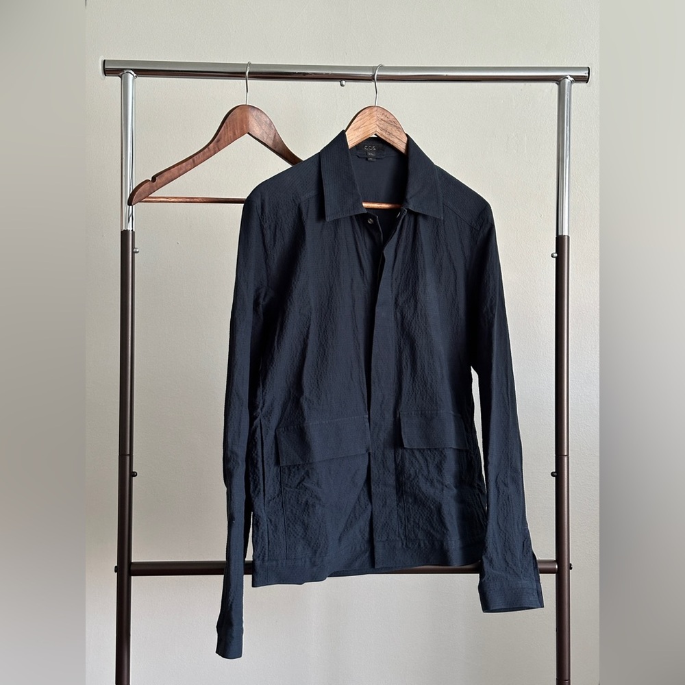 COS Seersucker Blouson Jacket Small Navy